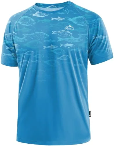 Men's Short-Sleeve Rash Guard, Blue Gradient Shoal