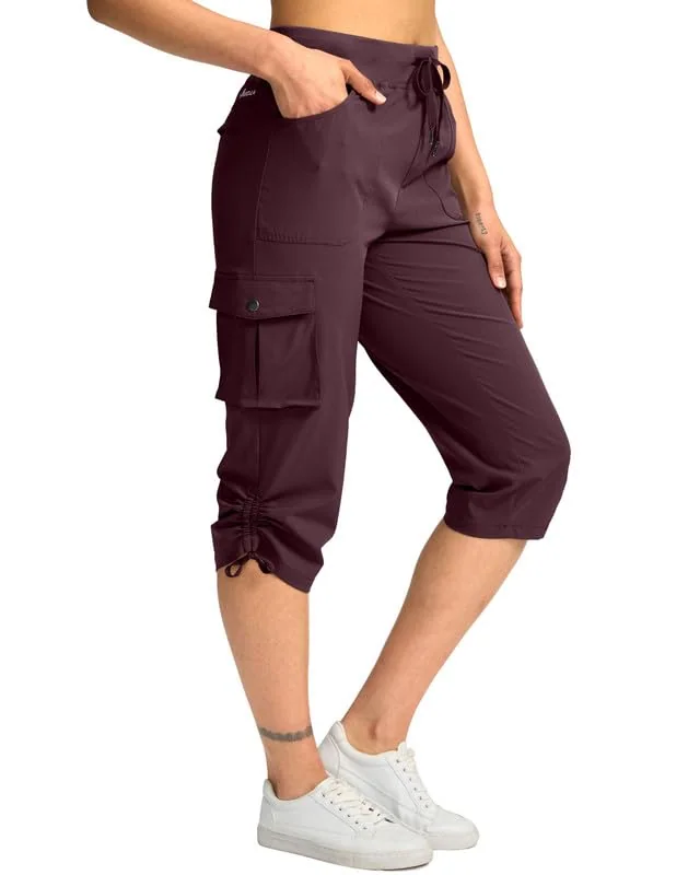 Women's Cargo Capri Pants, Wine