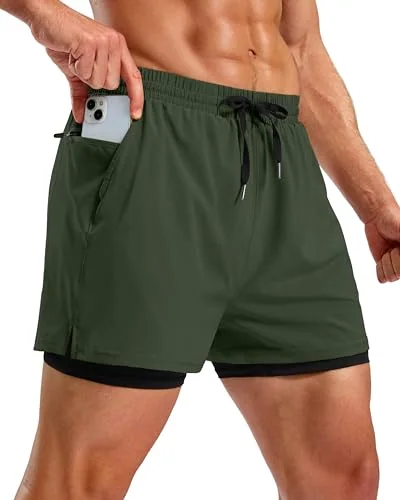Men's 5-Inch 2-in-1 Running Shorts II, Olive Green