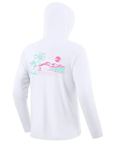 Men's Sun Hoodie III, White/pink Tree