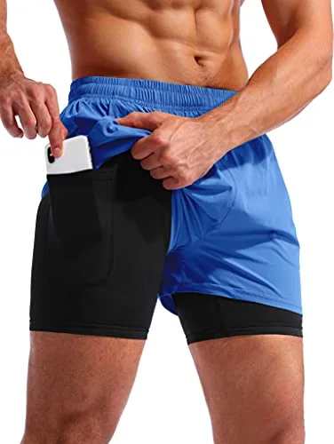 Men's 5-Inch 2-in-1 Running Shorts, Royal Blue