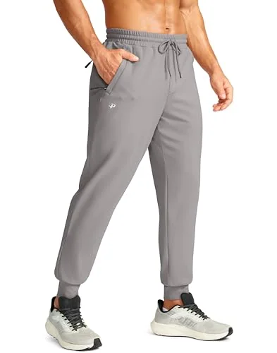 Men's Fleece-Lined Joggers, Light Grey