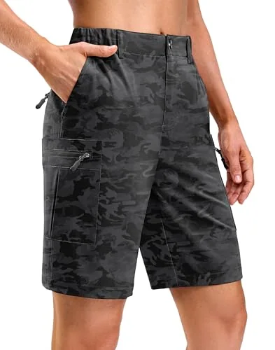 Women's 7-Inch Cargo Shorts, Black Camo B