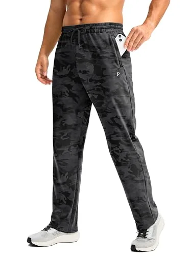 Men's Fleece-Lined Sweatpants, Grey Camo