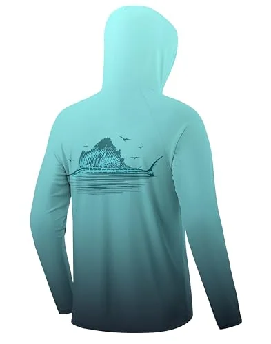 Men's Sun Hoodie III, Gradient Green/fish