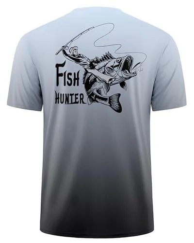Men's Short-Sleeve Rash Guard III, Gradient Grey Black Fish