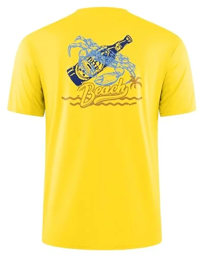 Men's Short-Sleeve Rash Guard III, Yellow Background Beer Bottle