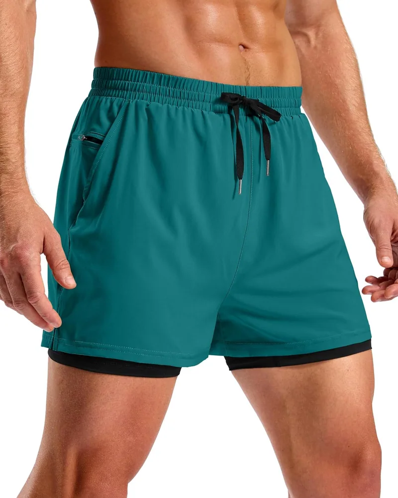 Men's 2-in-1 Running Shorts, Borealis Green