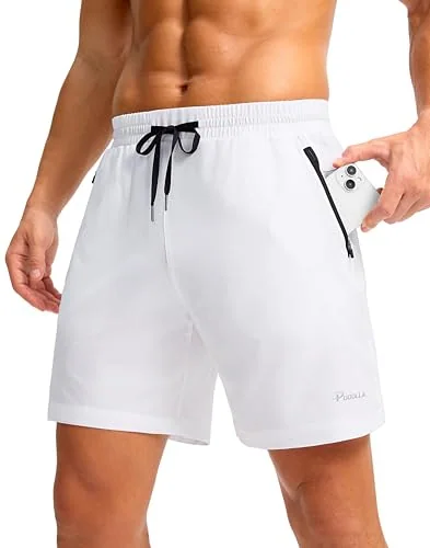 Men's 7-Inch Running Shorts, Thick White