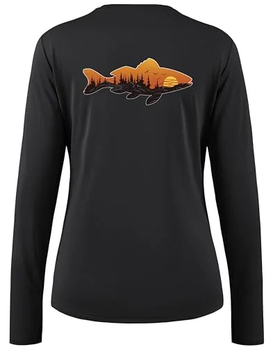 Women's Long-Sleeve Rash Guard, Sunset Fish