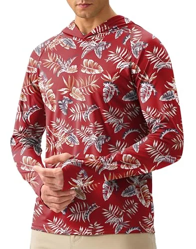 Men's Sun Hoodie, Red Leaf