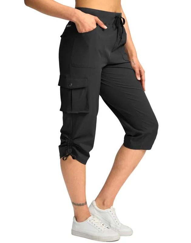 Women's Cargo Capri Pants, Black