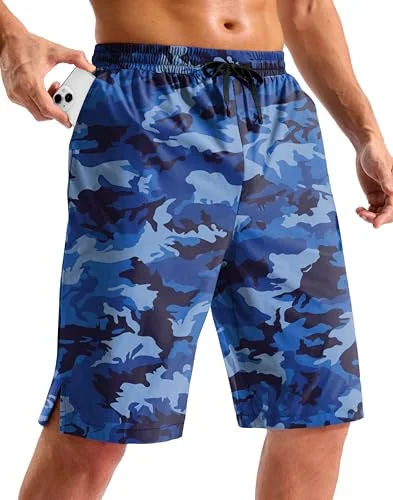 Men's 9-Inch Board Shorts, Camo Blue
