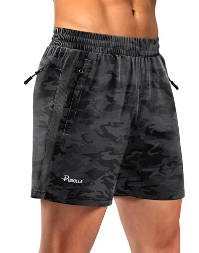 Men's 5-Inch Running Shorts, Black Camo