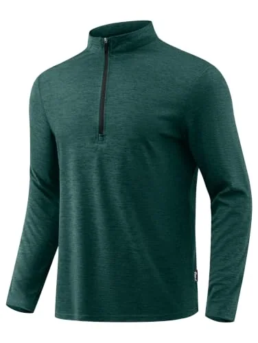 Men's Quarter-Zip Pullover, Heather Lake Green