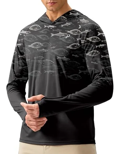 Men's Sun Hoodie, Black Fish