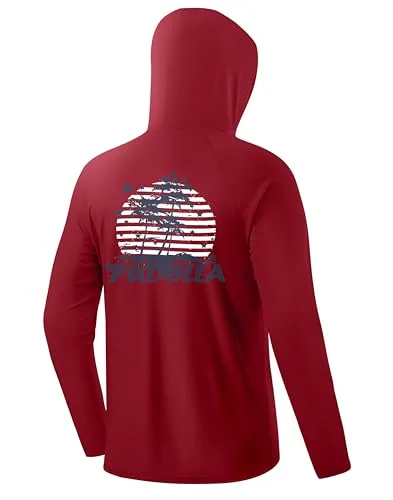 Men's Sun Hoodie III, Red/coconut Tree