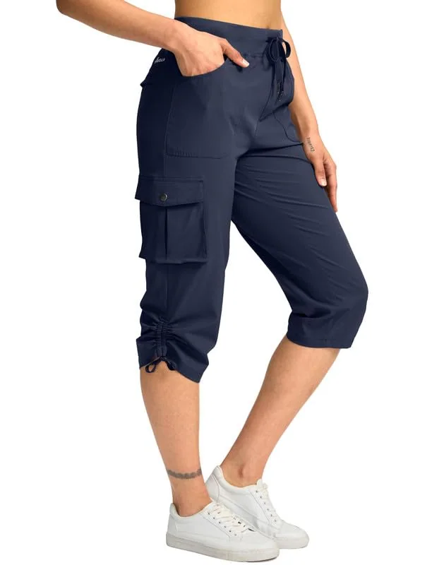 Women's Cargo Capri Pants, Navy