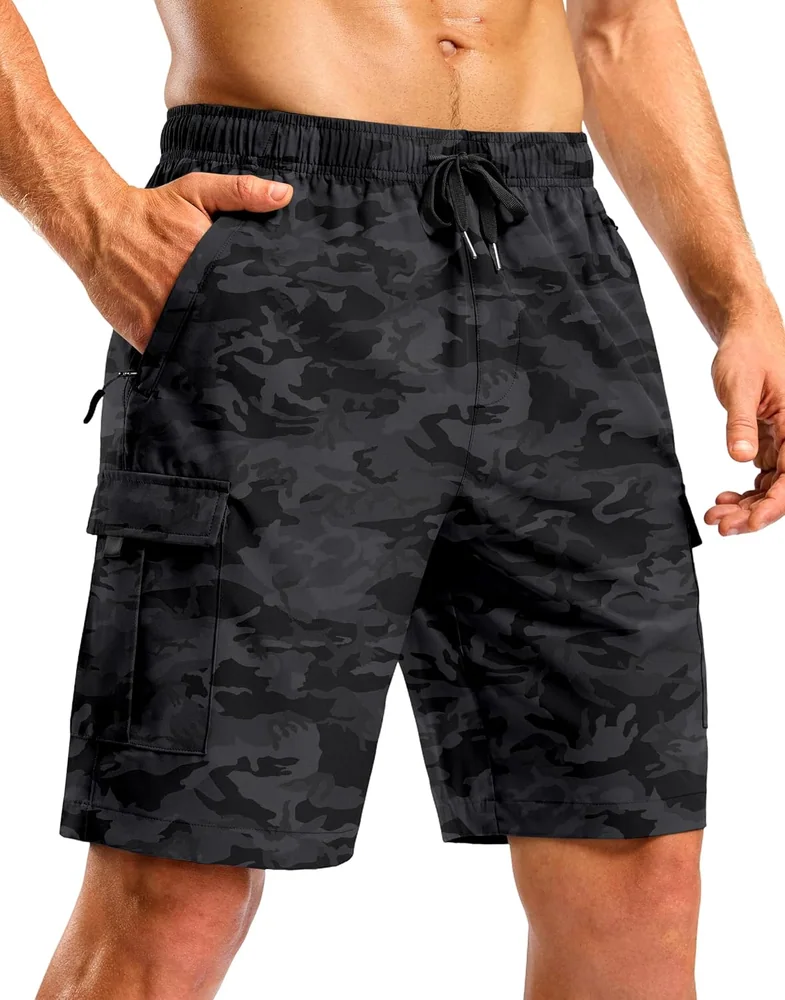Men's 9-Inch Cargo Shorts II, Black Camo