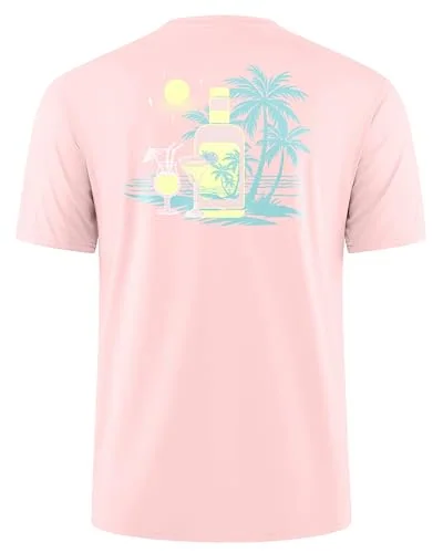 Men's Short-Sleeve Rash Guard III, Pink Background Beer Bottle
