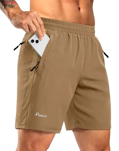 Men's 5-Inch Running Shorts, Dark Khaki