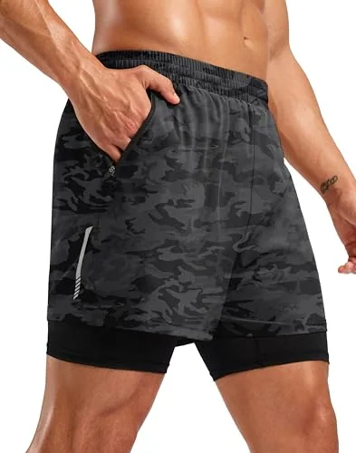 Men's 7-Inch 2-in-1 Running Shorts II, Black Camo