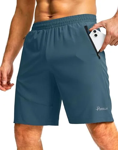 Men's 9-Inch Gym Shorts, Blue Grey