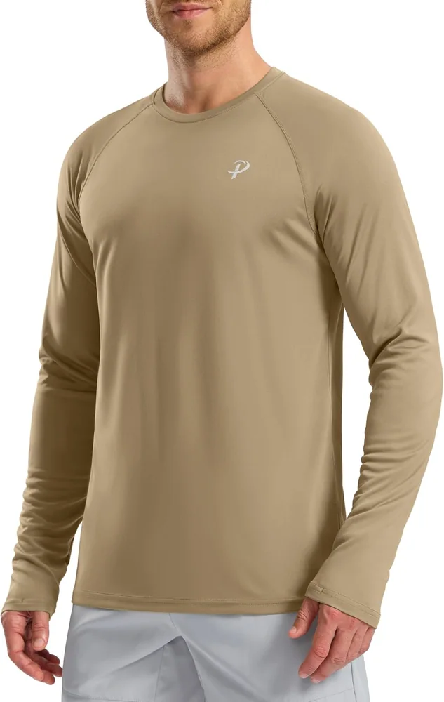 Men's Long-Sleeve Running Tee, Khaki