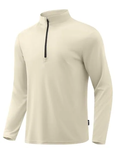Men's Quarter-Zip Pullover, Light Beige Khaki