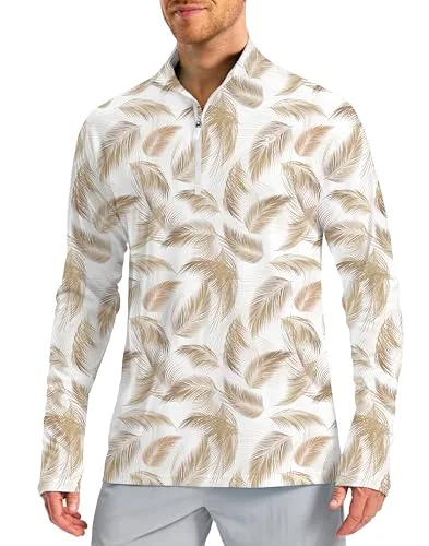 Men's Long-Sleeve Sun Shirt IV, White Palm