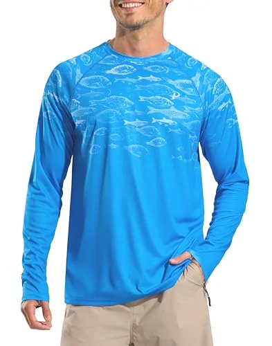 Men's Long-Sleeve Sun Shirt III, Blue Gradient Shoal