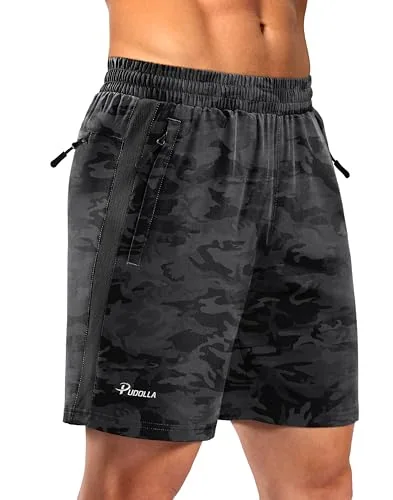Men's 5-Inch Running Shorts, Black Camo