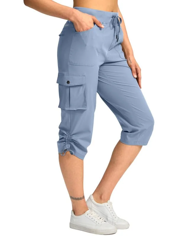 Women's Cargo Capri Pants, Stone Blue