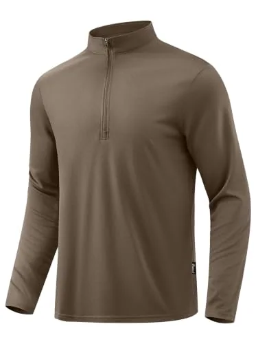 Men's Quarter-Zip Pullover, Khaki Brown