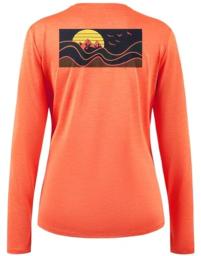 Women's Long-Sleeve Rash Guard, Seagull AT Sunset A