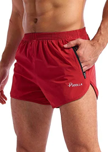 Men's 3-Inch Running Shorts, Dark Red