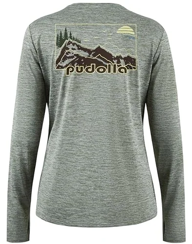 Women's Long-Sleeve Rash Guard, Brown Mountain