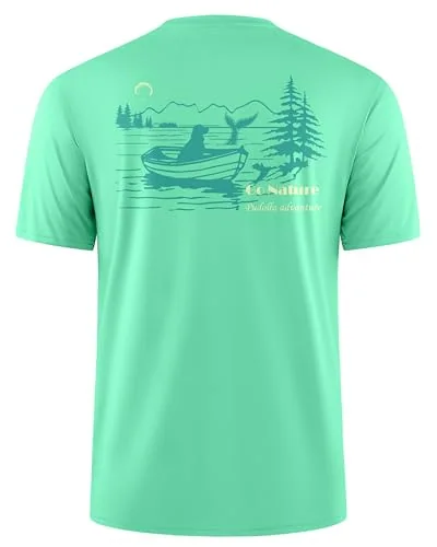 Men's Short-Sleeve Rash Guard III, Green Fishing Boat B