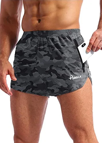 Men's 3-Inch Running Shorts, Camo Black