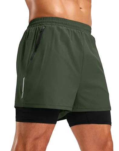 Men's 7-Inch 2-in-1 Running Shorts II, Olive Green