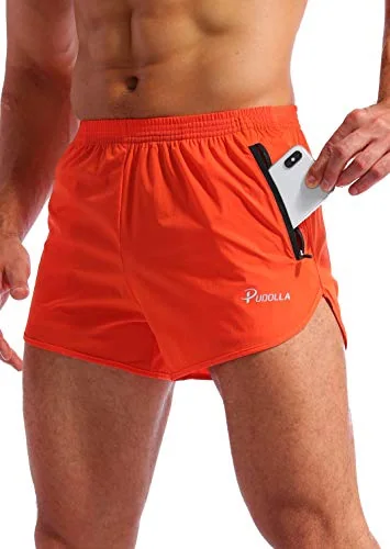 Men's 3-Inch Running Shorts, Orange Red