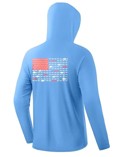 Men's Sun Hoodie III, Blue/white Fish