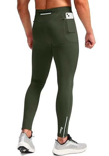 Men's Running Tights, Olive Green