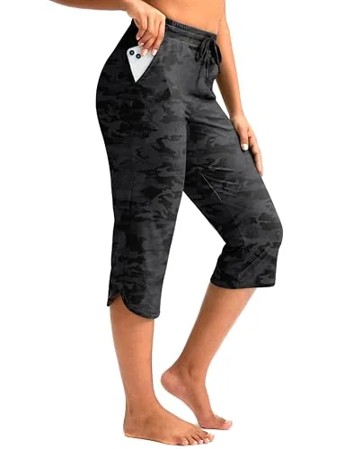 Women's Swim Capris, Black Camo