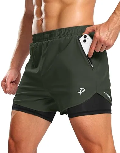 Men's 5-Inch 2-in-1 Running Shorts III, Olive Green