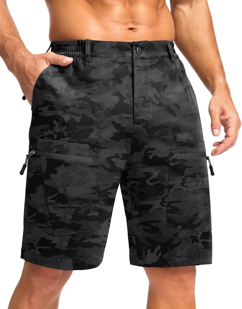 Men's 9-Inch Cargo Shorts IV, Black Camo
