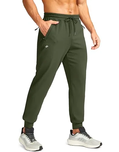Men's Fleece-Lined Joggers, Olive Green