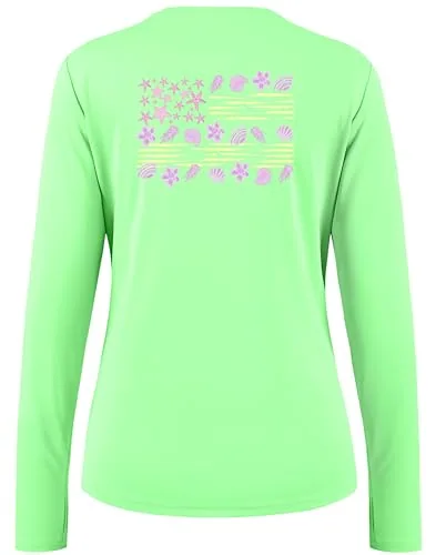 Women's Long-Sleeve Rash Guard, Pink And Purple Starfish