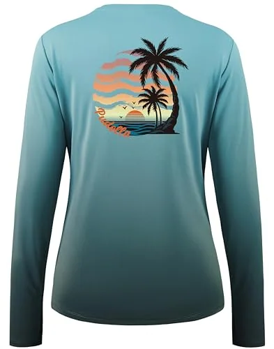 Women's Long-Sleeve Rash Guard, Gradient Orange Sunset