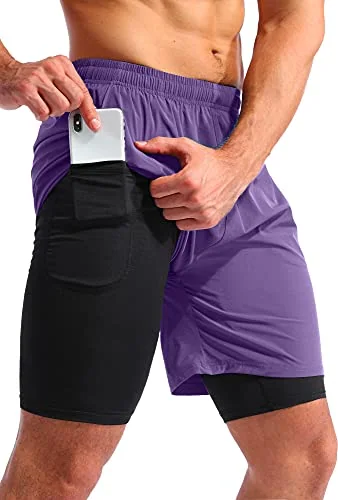 Men's 7-Inch 2-in-1 Running Shorts, Purple